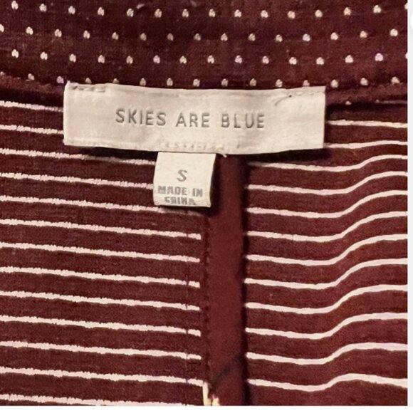 Skies Are Blue. Size Small. Burgundy Knit Jacket. Open Front. Polka Dot. B129 - Picture 6 of 7